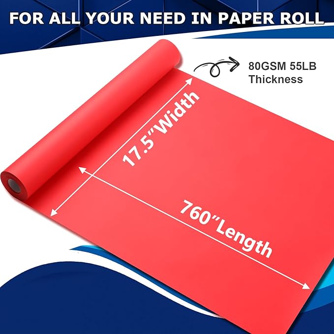 Vanhench Red Wrapping Paper Roll 17.5" x 760" - Image 4