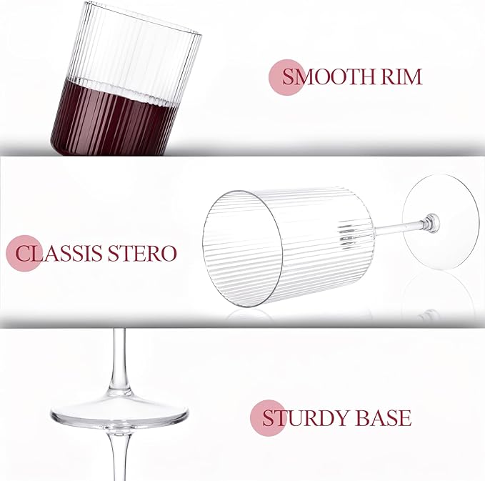 Ciaell 12 PCS Plastic Ribbed Wine Glasses - 10 OZ Plastic Square Wine Glasses - - Image 6