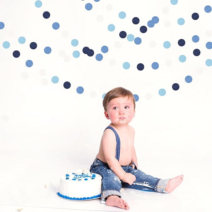 Light-Blue Navy-Dusty White Party-Decorations Garland - 52ft Baby Boy Shower - Image 7