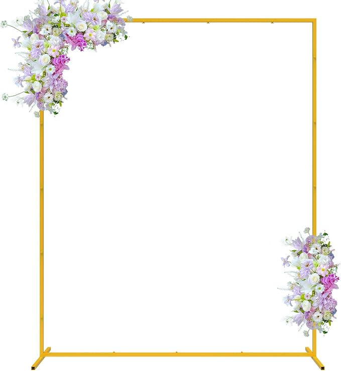 6.6FT x 5.2FT Wedding Arch Backdrop Gold Square Backdrop Stand Metal Balloon by Fomcet