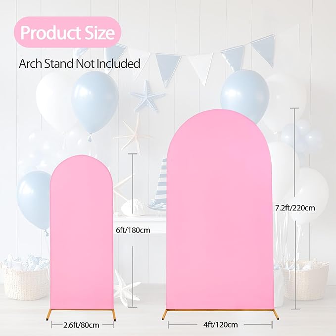 WEERRW Pink Arch Backdrop Cover Set of 2 Spandex Fitted Round Top Chiara - Image 5