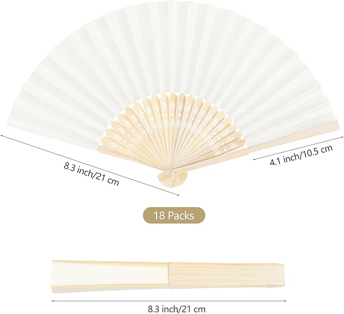 Aneco 18 Pieces Handheld Fans Cloth Hand Fans Bamboo Folding Fans - Image 2