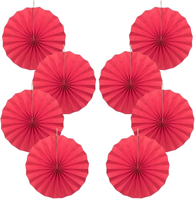Red Birthday Decorations, DIY Red Paper Fans Hanging Decoration, Party Supplies by BARTHEW