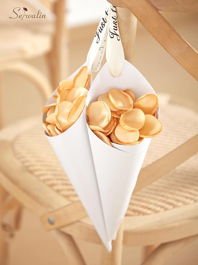 Serwalin 300Pcs Silk Rose Petals Fake Flower Petals Champagne Gold Artificial - Image 7