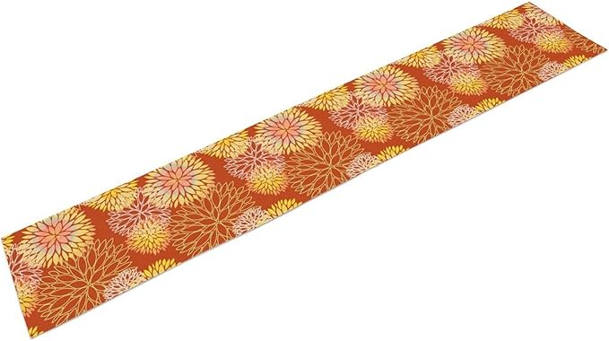 Yellow Floral Table Runner, Chrysanthemum Autumn Spring Summer Vintage Modern - Image 9
