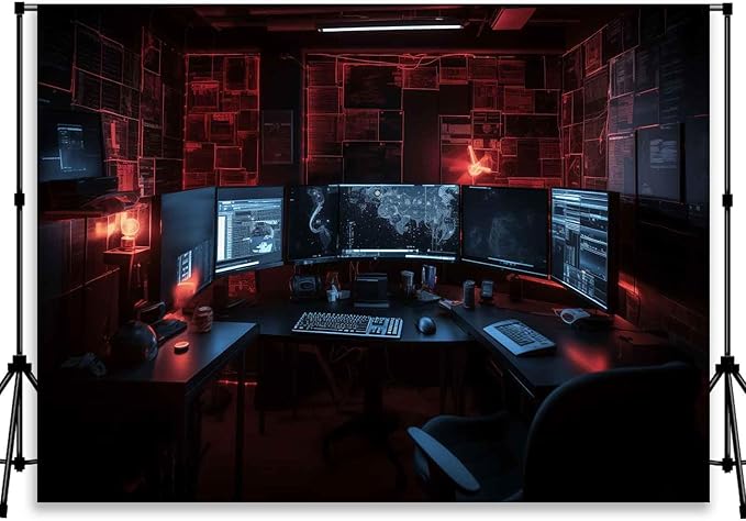 Computer Photo Backdrop Computers Hacker Room Background by QICAIYUN