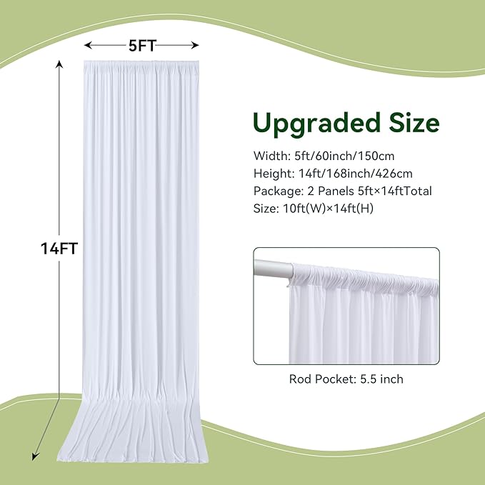10×14 ft Wrinkle Free White Backdrop Curtain - Image 5