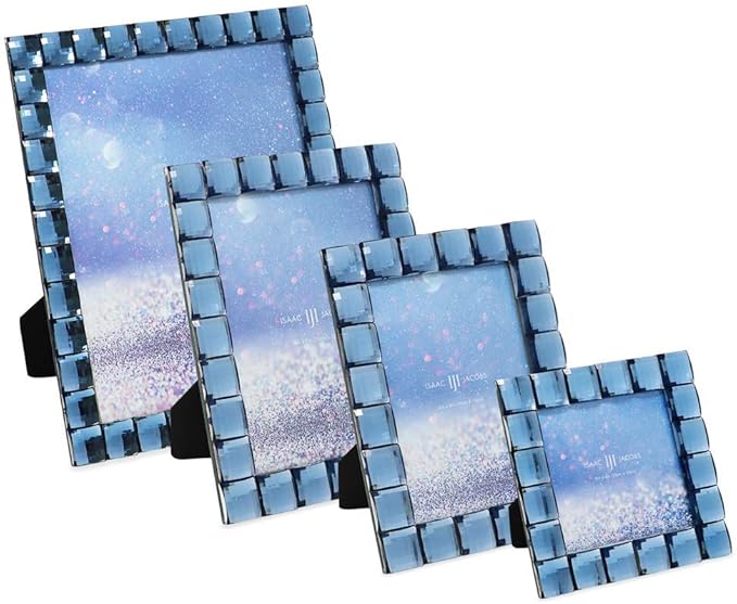 Isaac Jacobs Decorative Sparkling Navy Jewel Picture Frame, Photo Display & - Image 4