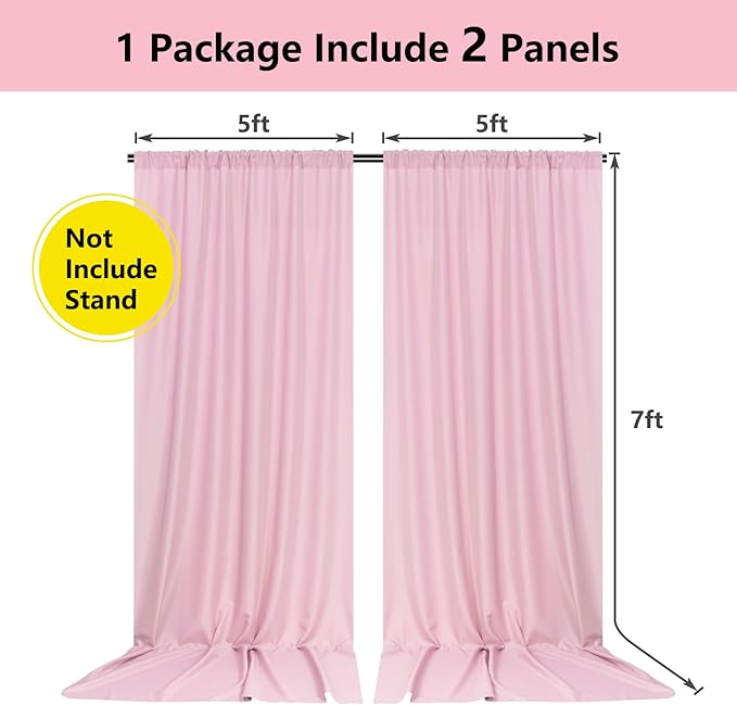 Pink Backdrop Curtain for Parties Rod Pocket Pink Curtains Photography Backdrop - Image 2