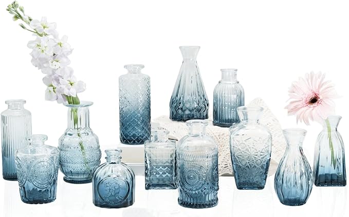 Bud Vases Set of 12, Glass Bud Vases in Bulk, Small Flower Vases by Paudao