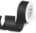 Solid Color Double Faced Black Satin Ribbon 1-1/2" X 25 Yards Ribbons Use by KMERLIFE