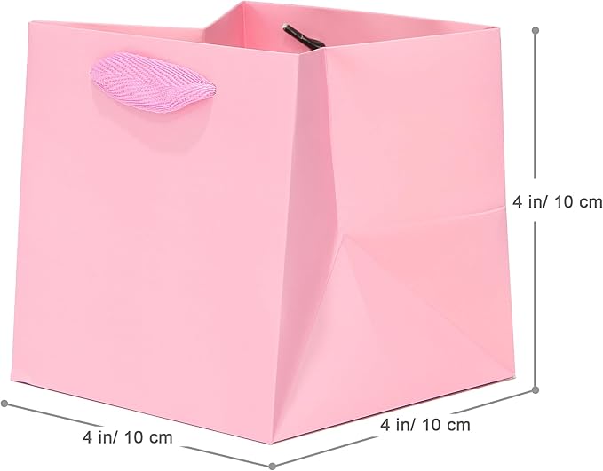 Pink Paper Gift Bag 4 in Paper Gift Box Small Square Bottom Kraft Paper Bags - Image 2