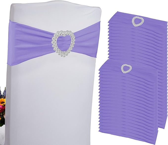 100PCS Spandex Chair Sashes Bows Universal Stretch Elastic Chair Cover Band Ties by Zrlljp