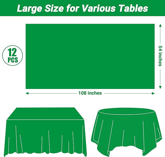QZYL 12 PCS Disposable Plastic Table Cover, 54 X 108 in Large Table Cloth - Image 2