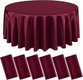 6 Packs Satin Tablecloth 120 Inch Burgundy Round Table Cloth Silk Tablecloth by Lumaycens