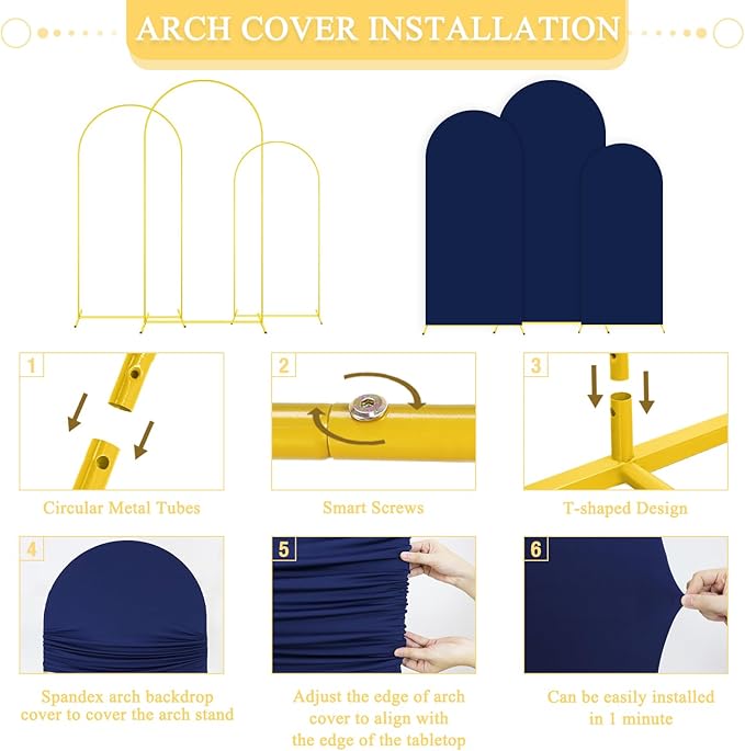Metal Arch Backdrop Stand and Cover Set 6&6.6&7.2ft Navy Blue Arch Backdrop - Image 6