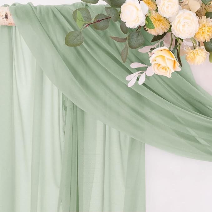 Socomi Sage Green Sheer Wedding Arch Draping Fabric 29" x 20Ft 1 Panel Outdoor - Image 2
