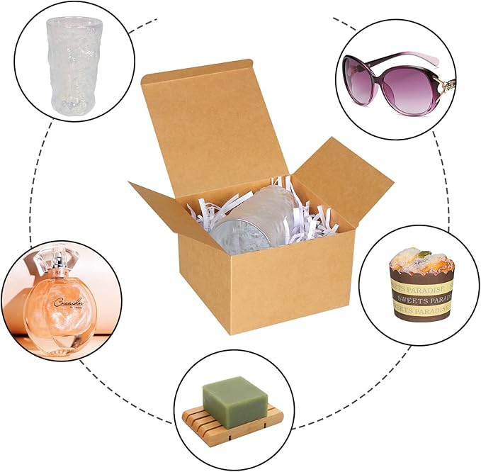 COTOPHER Small Gift Boxes 10 Pack 6x6x4 inches Brown Gift Boxes - Image 5