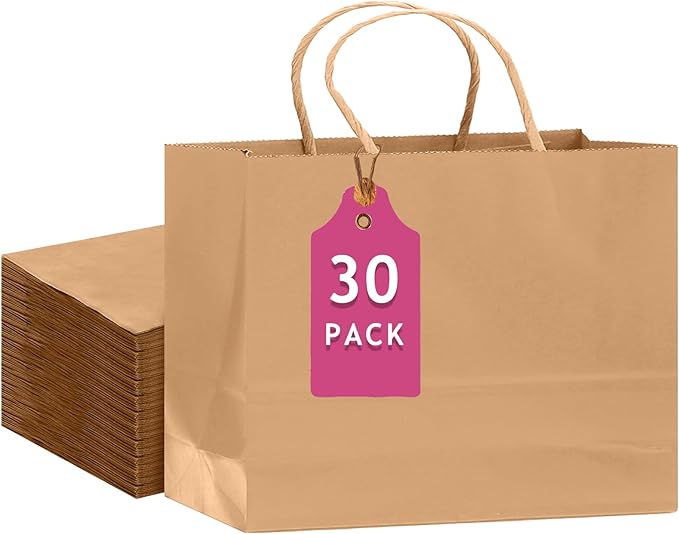 qiqee 30-Packs Brown Gift Bags by Qiqee