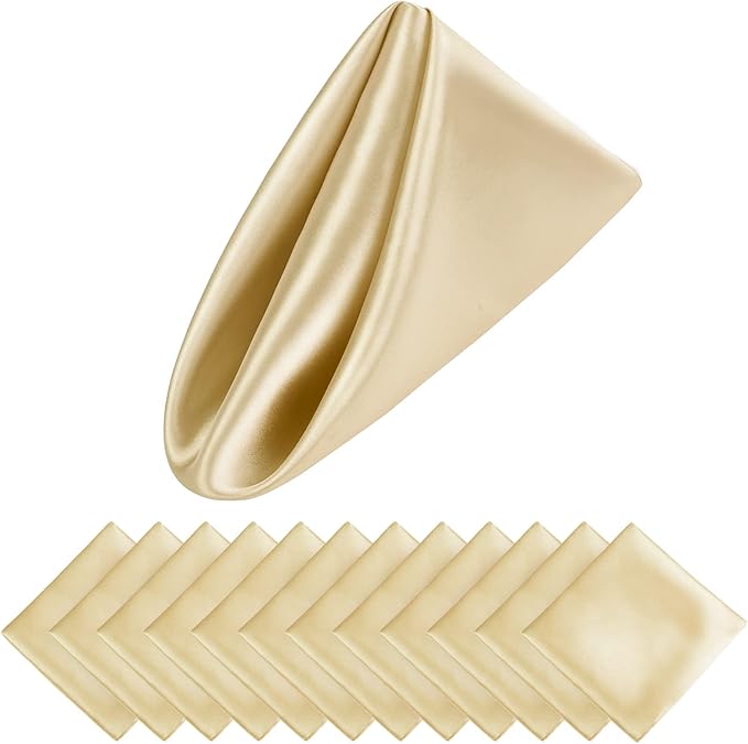 Aneco 12 Pieces Satin Napkin Square 20 x 20 Inches Dinner Napkins Weddings by Aneco