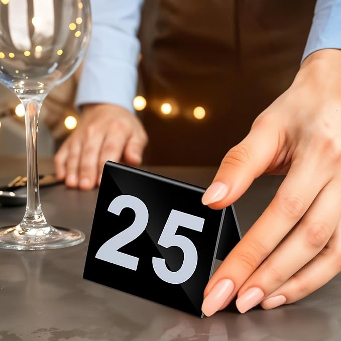 Table Numbers 1-25 Acrylic Double Side Numbered TableS Tents Plastic Restaurant - Image 7
