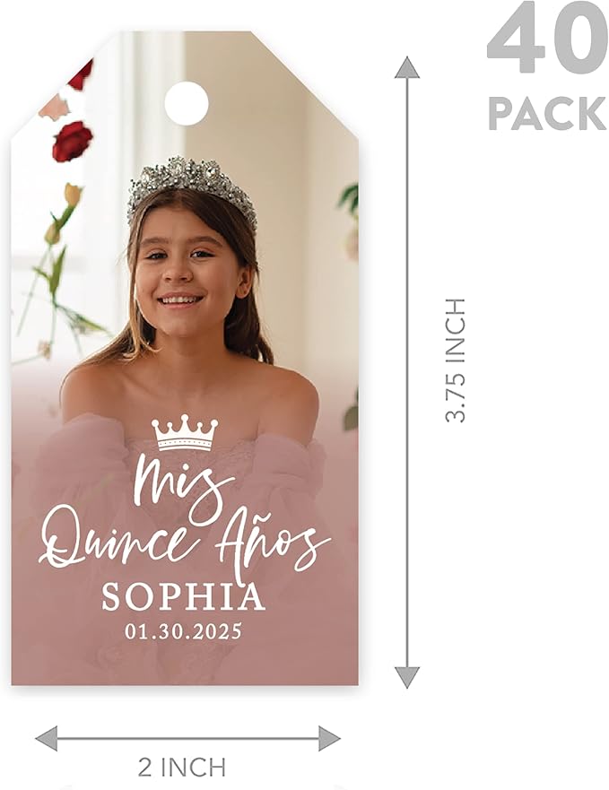 Andaz Press 40-Pack Personalized Quinceañera Favor Tags - Image 5