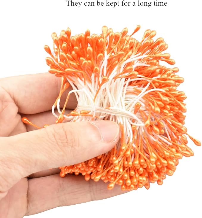 HAHIYO 700pc 3mm Orange Pearl Double Head Flower Pistil - Image 6