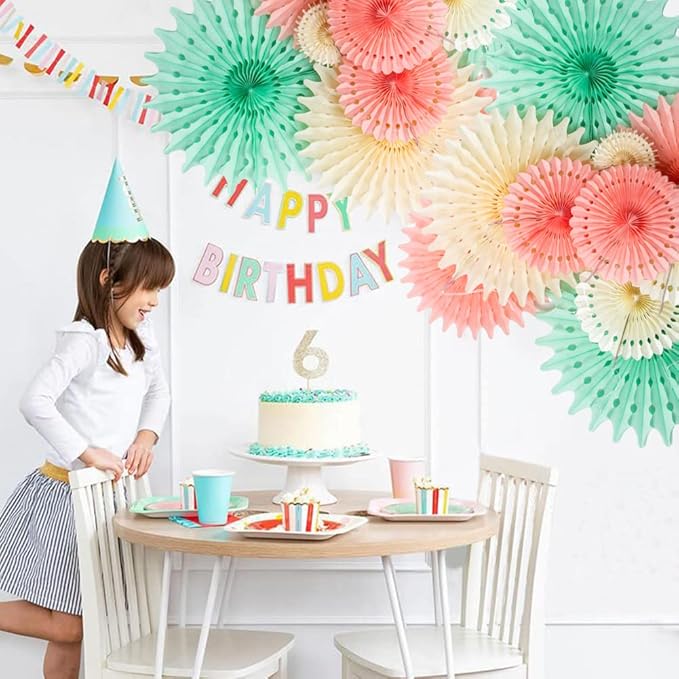 SUNBEAUTY Pack of 11 Hanging Honeycomb Paper Fans Party Decoration Paper - Image 6