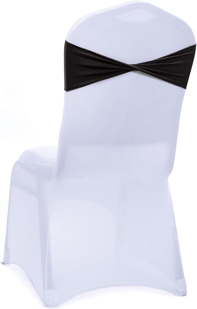 MDS Pack of 50 Spandex Chair Sashes Bows Elastic Stretch Dining Chair Bands - Image 4