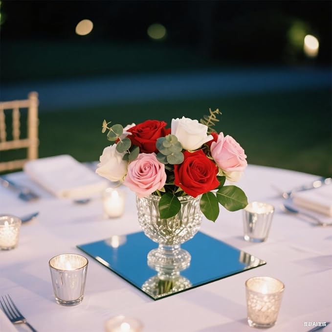 16Pcs Mirror Centerpieces for Tables, 7.87 x 7.87inch Square Mirrors Candle - Image 9