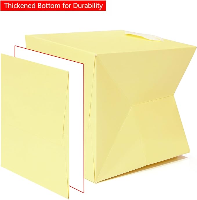 Beige Yellow Paper Gift Bag Small Square Bottom Kraft Carboard Paper Bags - Image 4
