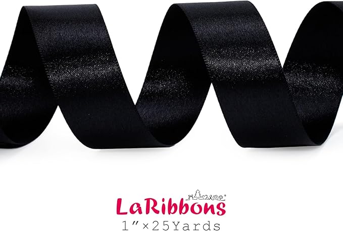 LaRibbons Black Satin Ribbon 1 Inch 25 Yards Luxury Double Faced Black Silk - Image 5