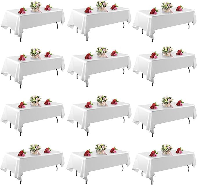 12 Pack White Table Cloth Rectangle Table 60 x 102 Inch Tablecloths by TableClothAndTableRunner