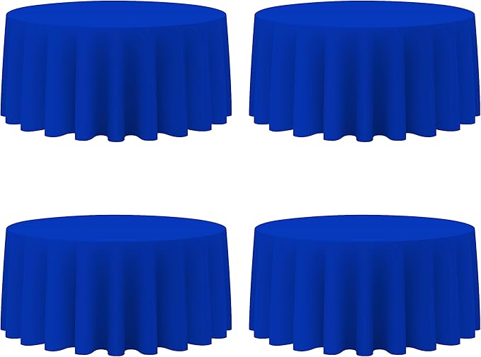 BRILLMAX 4 Pack Royal Blue Round Tablecloths 132 Inch by BRILLMAX