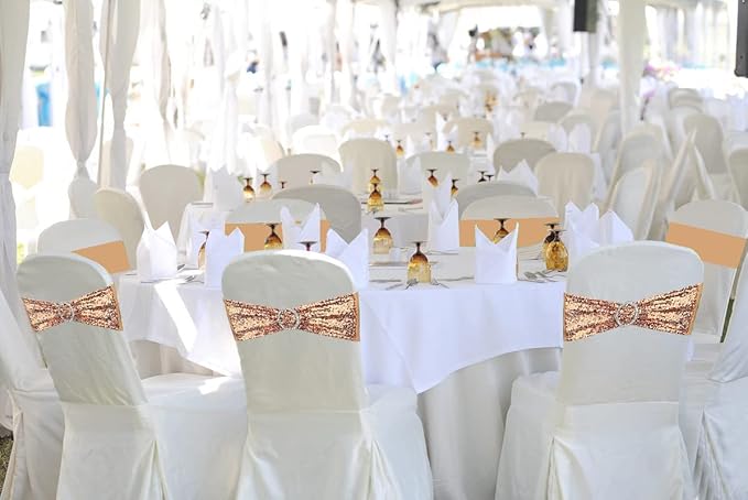 10 Pcs Sequin Chair Sashes Stretch Chair Bands Spandex Polyester Bows - Image 5