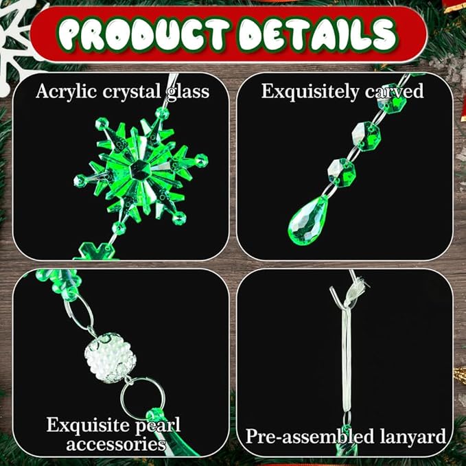 Lanpn 26 Pcs Christmas Ornaments Crystal Christmas Tree Decoration, Hanging - Image 4