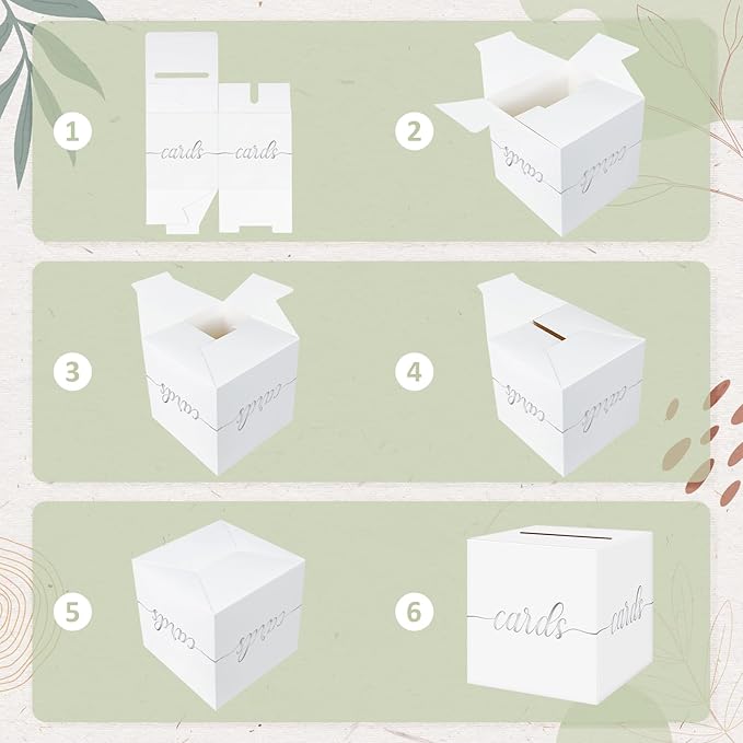 QIKSION White Wedding Card Box, Wedding Reception, Graduation, Baby Shower - Image 7