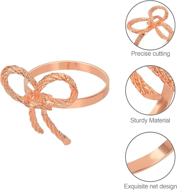 Pack of 12 Napkin Rings Alloy Hollow Out Flower Napkin Holder Dinning Table - Image 6
