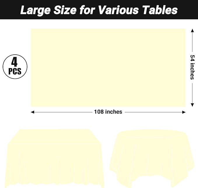 QZYL 4 PCS Picnic Table Cover, 54 x 108 Inches Plastic Disposable Tablecloth - Image 2