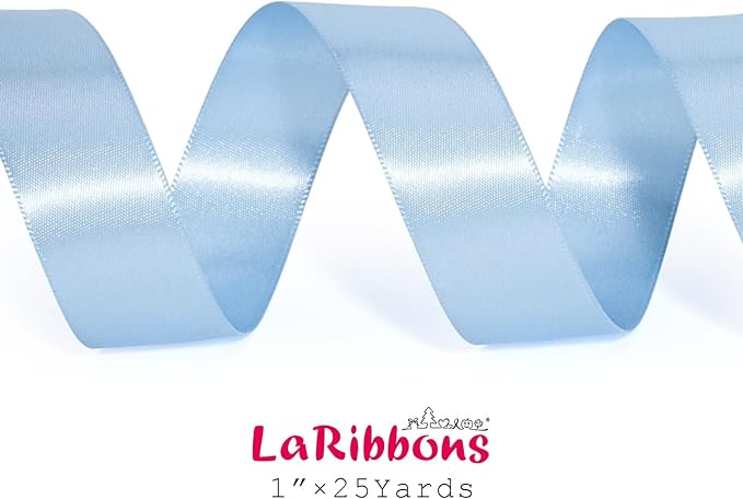 LaRibbons 1 Inch 25 Yard Double Faced Satin Ribbon, Light Blue Satin Craft - Image 6