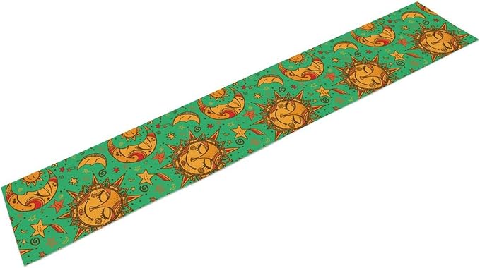 Boho Moon Table Runner, Phase of The Moon Star Sun Cartoon Pattern Table Runner - Image 2