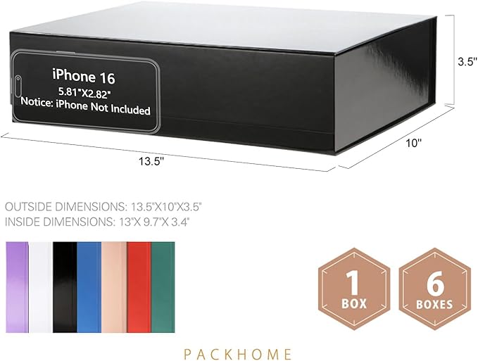 PACKHOME Large Gift Box 13.5x10x3.5 Inches, Sturdy Shirt Box - Image 2