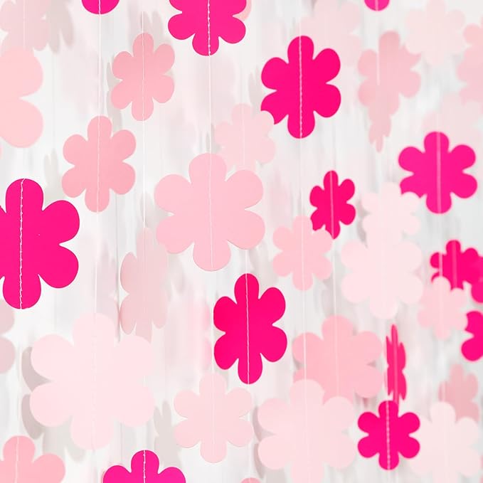 Pink Party-Decorations Streamers-Garland - 52ft Flower Hanging Paper Banner by Hugfond