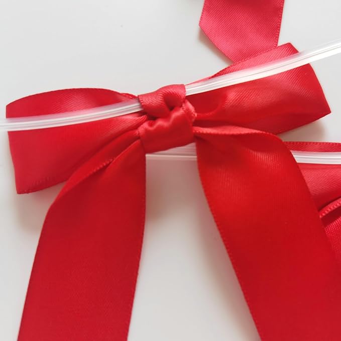 50pcs 3-1/2" Red Satin Ribbon Bows - Image 9