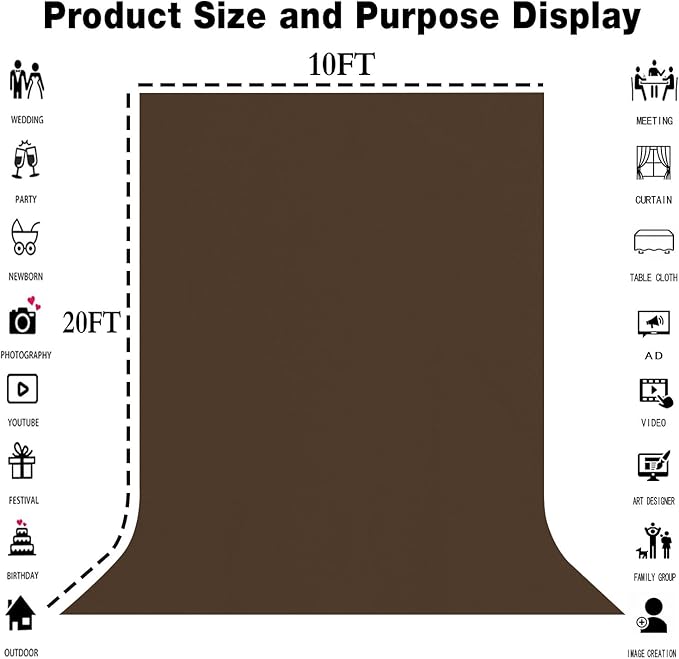10x20FT Large Brown Screen Backdrops - Image 3