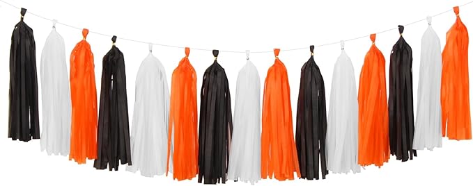 Black-White Orange Halloween Party-Decorations Tassel-Garland by Panduola