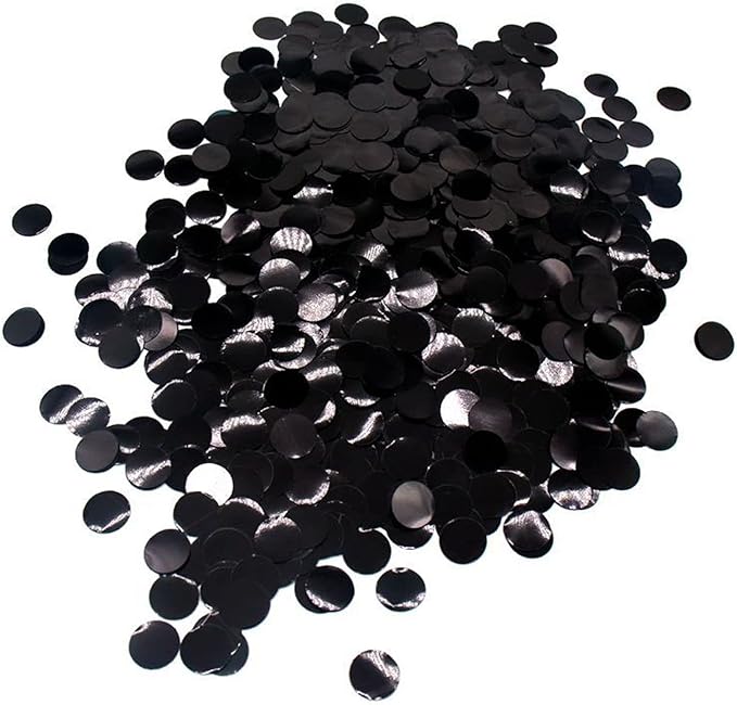 Black Foil Confetti, Round Dots Glitter Table Confetti, Sparkling by Tim%26Lin