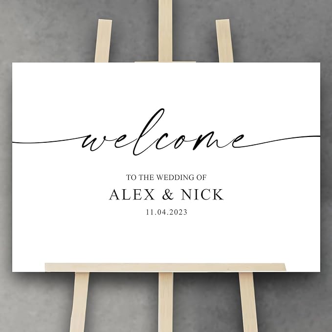Script Calligraphy Wedding Welcome Signs, Welcome Sign Wedding, Customized by Custom