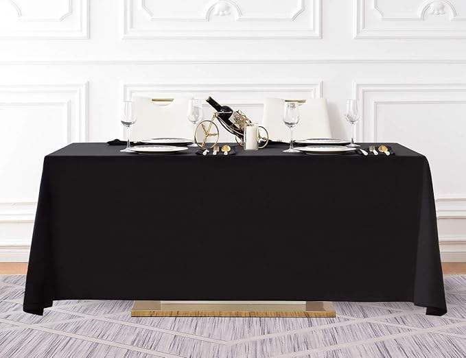 Surmente 5 Pack Black Tablecloth 90 x 132-inch Rectangular Polyester Table Cloth - Image 5