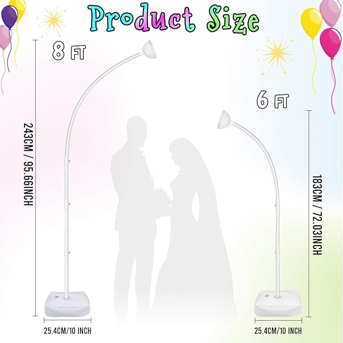 AerWo Lighted Balloon Arch Kit 8.2FT & 6FT, Free Bending Top Half Balloon Arch - Image 2